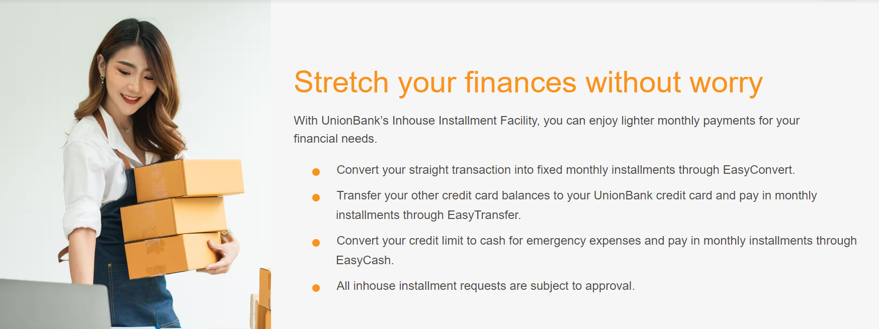 credit card installment - unionbank inhouse installment