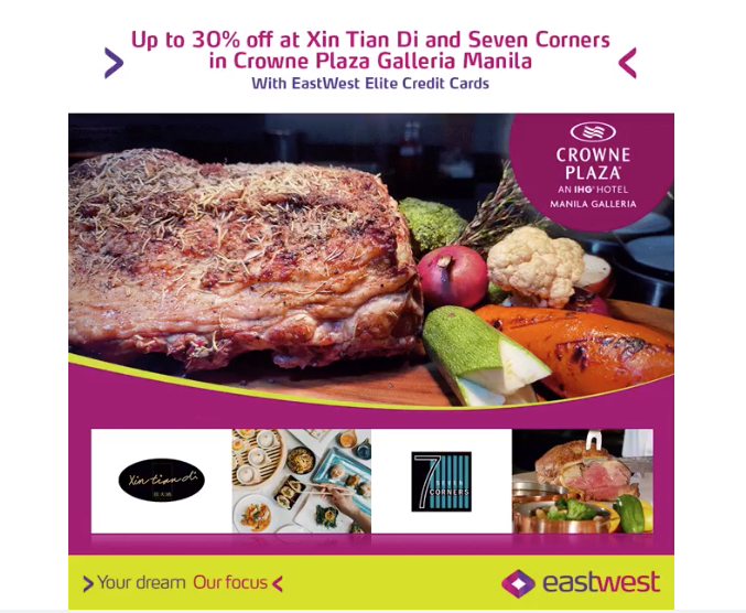 eastwest credit card promo - Up to 30% Discount at Crowne Plaza Restaurants