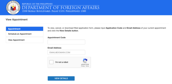 visit the dfa online passport appointment system