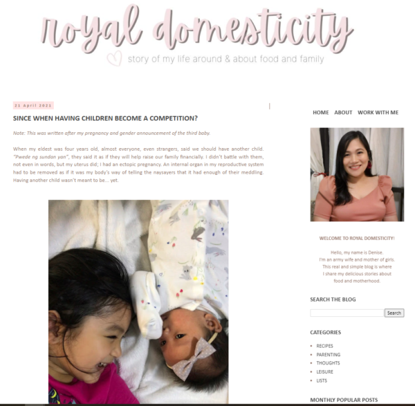 mommy bloggers in the philippines - Denise Rayala of Royal Domesticity