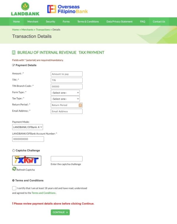 BIR Online Payment - How to Pay via Landbank/PESONet