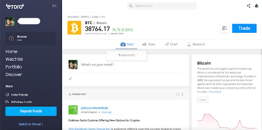 eToro crypto traders - etoro main page