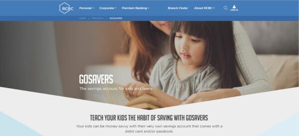 bank account for kids - RCBC GoSavers Account