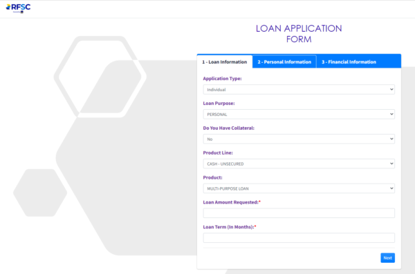 rfc loan application form
