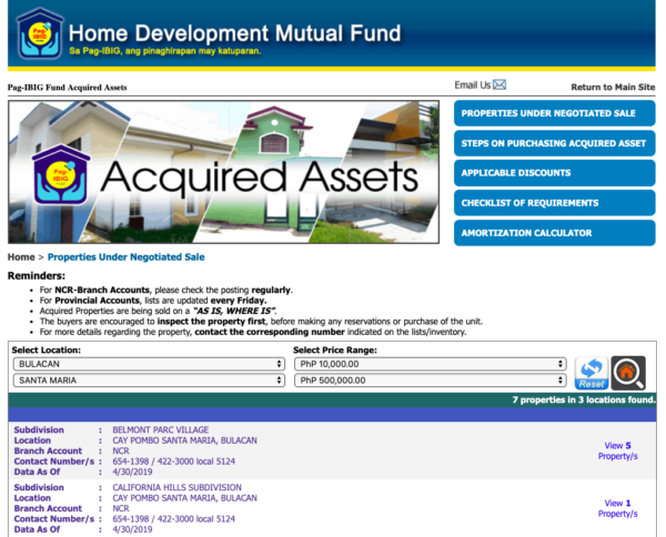 pag-ibig acquired assets - how to view pag-ibig foreclosed properties