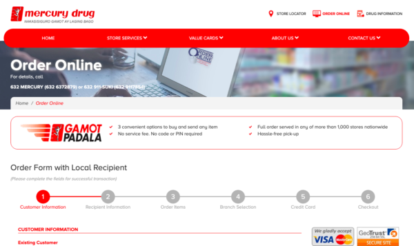 Online Drugstores in the Philippines - Mercury Drug Online Delivery