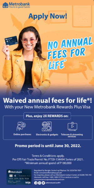 metrobank credit card promos - no annual fee for life