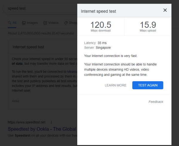 internet connection test - internet speed test google