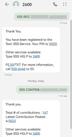 government contributions - how to check sss contribution via text