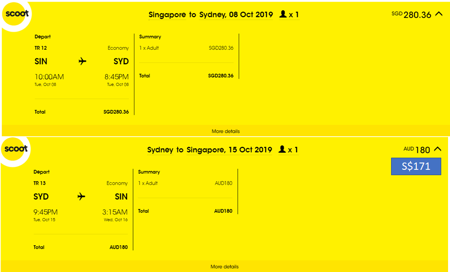 Check in baggage store price scoot